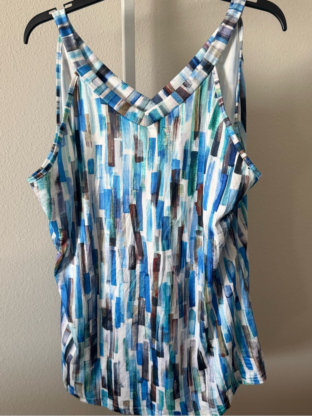 NWOT Thin Strap Blue Multi-Print Sleeveless Tank Top